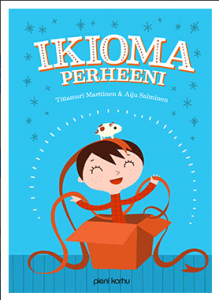 Lapsi istuu pahvilaatikossa, lastenkirjan kansi.