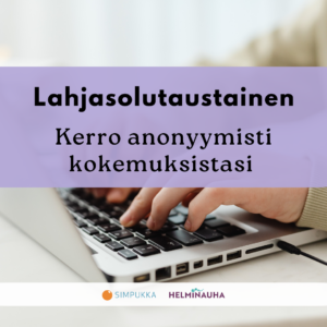 Sormet näppäimistöllä, Simpukan ja Helminauhan logot.