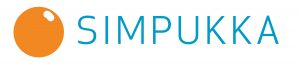 Simpukka logo, missä oranssi helmi ja teksti Simpukka