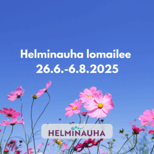 Kukkaketo ja Helminauhan logo. Helminauha lomailee 26.6.-6.8.2025